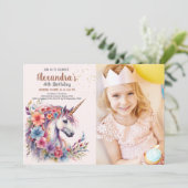 フォトパステルユニコーンレインボーバースデーパーティー 招待状 (スタンド正面)