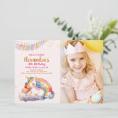 フォトパステルユニコーンレインボーバースデーパーティー 招待状 (スタンド正面)