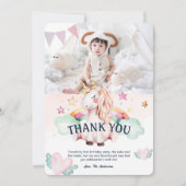 フォトパステルユニコーン子供の誕生日サンキューカード 招待状 (正面)