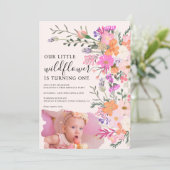 フォトパステルワイルドフラワー春1st birthday 招待状 (スタンド正面)