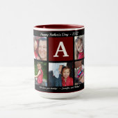 フォトパパコラージコーヒーファーザーズデイブラックマルーン マグカップ (中央)