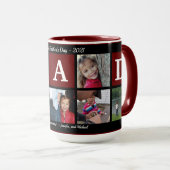 フォトパパコラージコーヒーファーザーズデイブラックマルーン マグカップ (正面右)