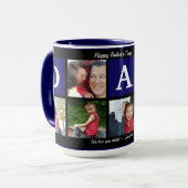 フォトパパコラージュ・コーヒー父の日ブラックネイビー マグカップ (正面左)