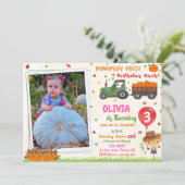 フォトパンプキンパッチ誕生日の招待秋パーティー 招待状 (スタンド正面)