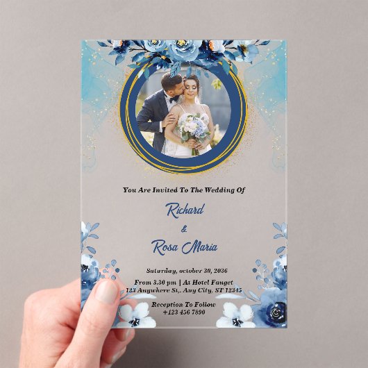 フォトパーソナライズされたアクリル結婚式招待状 アクリル招待状 (インサイチュ (ポータブル))