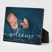 フォトパーソナライズされたウェルカムスクリプトオーバーレイベビー フォトプラーク (側面)