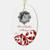 フォトパーソナライズされたオーナメントクリムゾンレッドフローラ セラミックオーナメント (左)