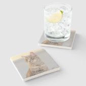 フォトパーソナライズされたオーナメントストーンコースター ストーンコースター (横)