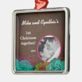 フォトパーソナライズされたオーナメントネオン春フローラ メタルオーナメント (左)