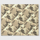 フォトパーソナライズされたカスタムセピア ラッピングペーパー (フラット)