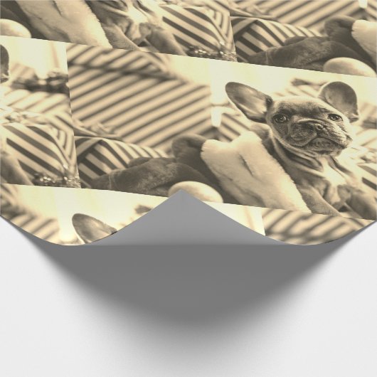 フォトパーソナライズされたカスタムセピア ラッピングペーパー (角)