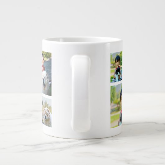 フォトパーソナライズされたカラーコラージュフレーム5枚 ジャンボコーヒーマグカップ (裏面)