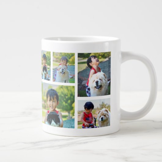 フォトパーソナライズされたカラーコラージュフレーム5枚 ジャンボコーヒーマグカップ (右)
