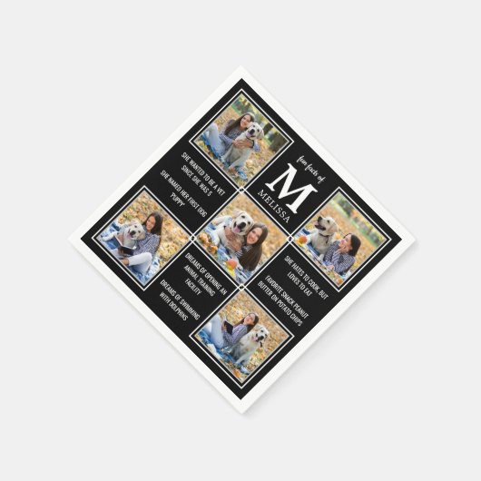 フォトパーソナライズされたコラージュの卒業おもしろいファクト スタンダードカクテルナプキン (角)