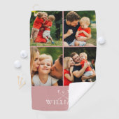 フォトパーソナライズされたコラージュほこりっぽいバラピンク ゴルフタオル (インサイチュ)