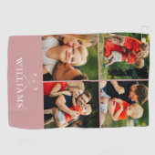 フォトパーソナライズされたコラージュほこりっぽいバラピンク ゴルフタオル (横)