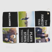 フォトパーソナライズされたコラージュ白黒 ゴルフタオル (横)