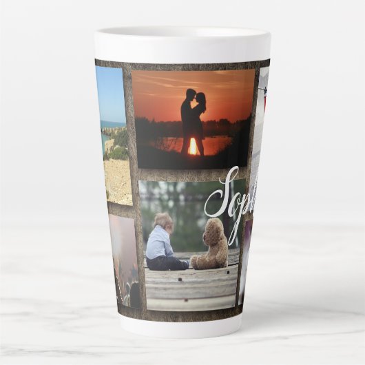 フォトパーソナライズされたコラージュ高ラテマグカップ カフェラテマグ (正面)