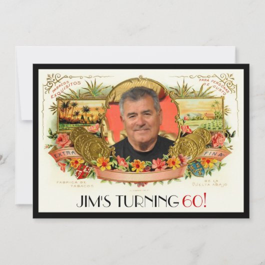 フォトパーソナライズされたシガーボックスラベルパーティー招待状 招待状 (正面)