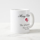 フォトパーソナライズされたスモールユール（キリスト降誕祭）ハート ジャンボコーヒーマグカップ (正面右)