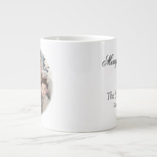 フォトパーソナライズされたスモールユール（キリスト降誕祭）ハート ジャンボコーヒーマグカップ (正面)