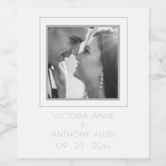 フォトパーソナライズされたセージ緑ワインラベル ワインラベル (シングルラベル)