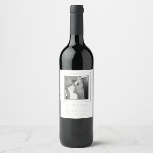 フォトパーソナライズされたセージ緑ワインラベル ワインラベル (正面)