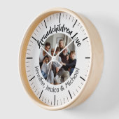 フォトパーソナライズされたタイポグラフィ孫の名前 壁時計 (傾斜)