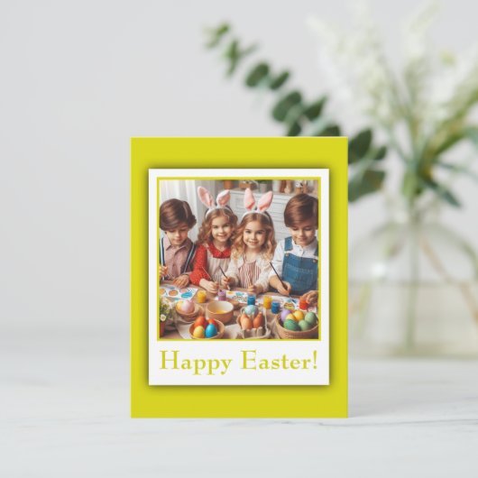 フォトパーソナライズされたハッピーイースターシトリンエレガント シーズンカード (スタンド正面)