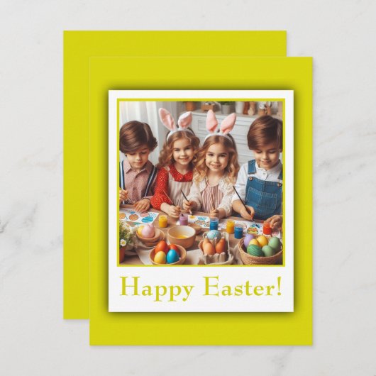 フォトパーソナライズされたハッピーイースターシトリンエレガント シーズンカード (正面/裏面)