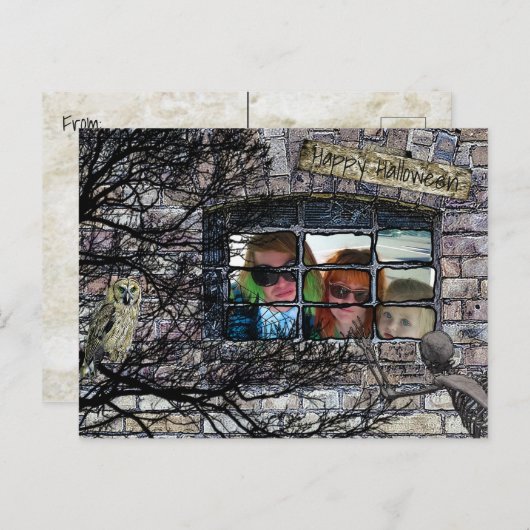 フォトパーソナライズされたハッピーハローウィン ポストカード (正面/裏面)