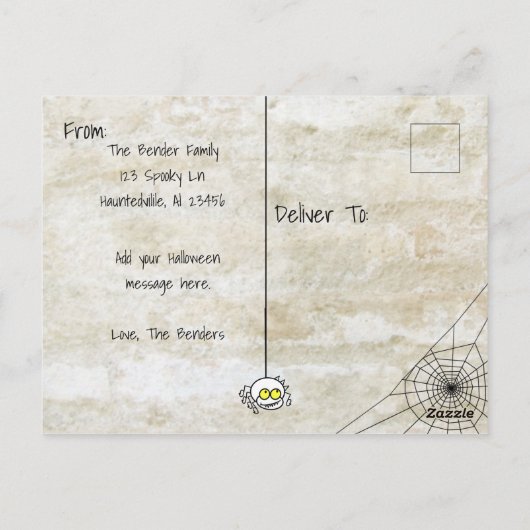 フォトパーソナライズされたハッピーハローウィン ポストカード (裏面)