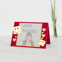 フォトパーソナライズされたハートスマイルゴールドフォイルカード