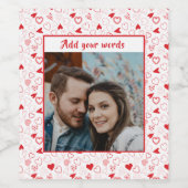 フォトパーソナライズされたハートパターのワインラベル ワインラベル (シングルラベル)