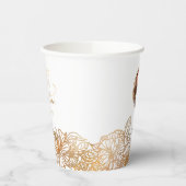 フォトパーソナライズされたバラ金ゴールドフラワーシック結婚ズ 紙コップ (左)