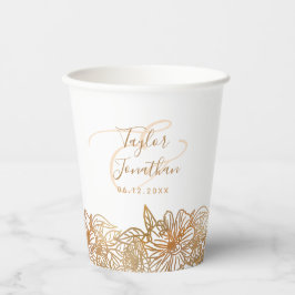 フォトパーソナライズされたバラ金ゴールドフラワーシック結婚ズ 紙コップ