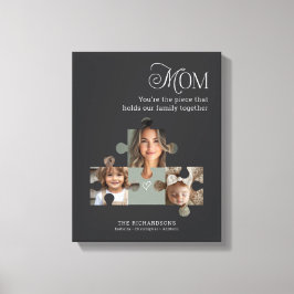 フォトパーソナライズされたパズルピースアートママ+ 2名 キャンバスプリント