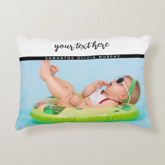 フォトパーソナライズされたベビーラブ&ネームメモリーズ アクセントクッション (正面)