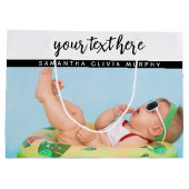 フォトパーソナライズされたベビーラブ&ネームメモリーズ ラージペーパーバッグ (裏面)