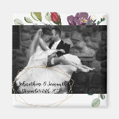 フォトパーソナライズされたマグネットホワイトローズ金ゴールドジオメトリ マグネット (正面)