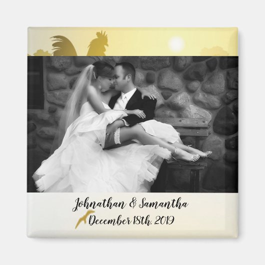 フォトパーソナライズされたマグネット日当たりの良いモーニングファーム数 マグネット (正面)