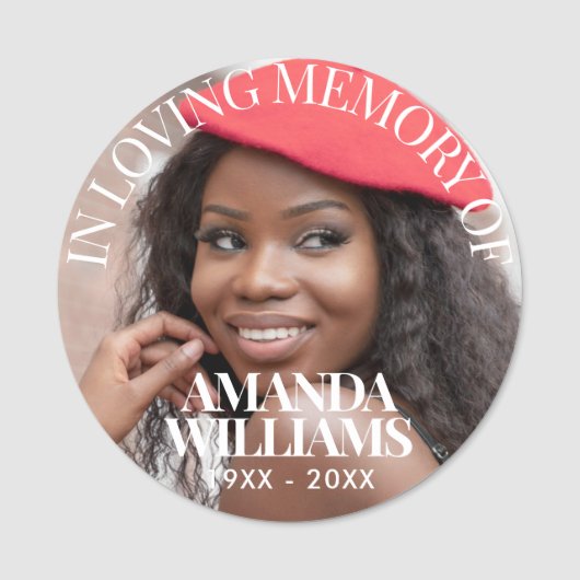 フォトパーソナライズされたメモリアル磁気またはピンラベル 名札 (正面)