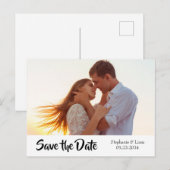 フォトパーソナライズされたモダンタイポグラフィ日付の保存 案内ポストカード (正面/裏面)