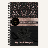 フォトパーソナライズされたモノグラムレシピブラックピンク ノートブック (正面)