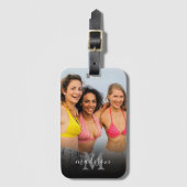 フォトパーソナライズされたモノグラム名バッグ ラゲッジタグ (正面縦)