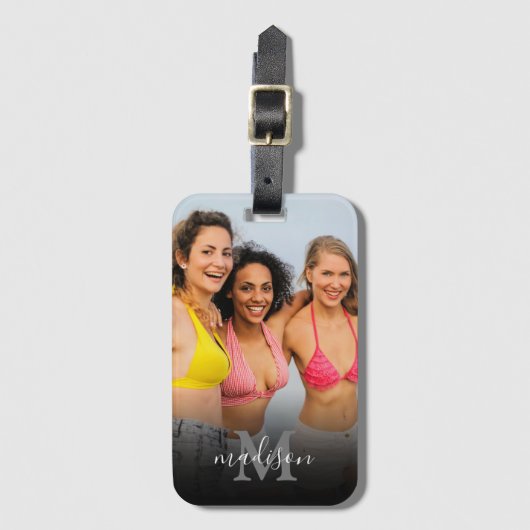 フォトパーソナライズされたモノグラム名バッグ ラゲッジタグ (正面縦)