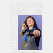 フォトパーソナライズされたリタイアパーティーへようこそ アクリルサイン (正面)