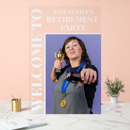 フォトパーソナライズされたリタイアパーティーへようこそ アクリルサイン (ウェディング)