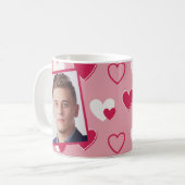 フォトパーソナライズされたレッドピンクハート コーヒーマグカップ (正面左)