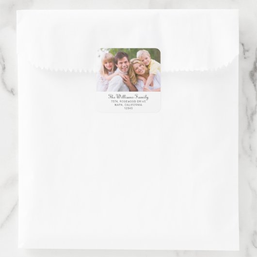 フォトパーソナライズされた差出人住所スクエアステッカー スクエアシール (バッグ)